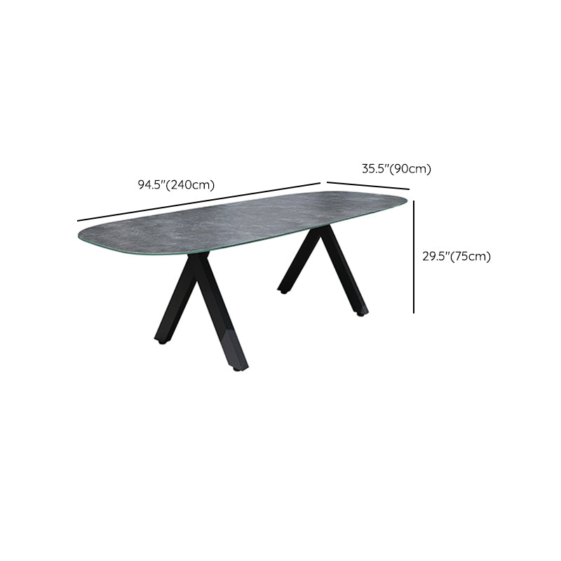 Metal Frame Dining Table Water Resistant Stone Table, 29.52" High