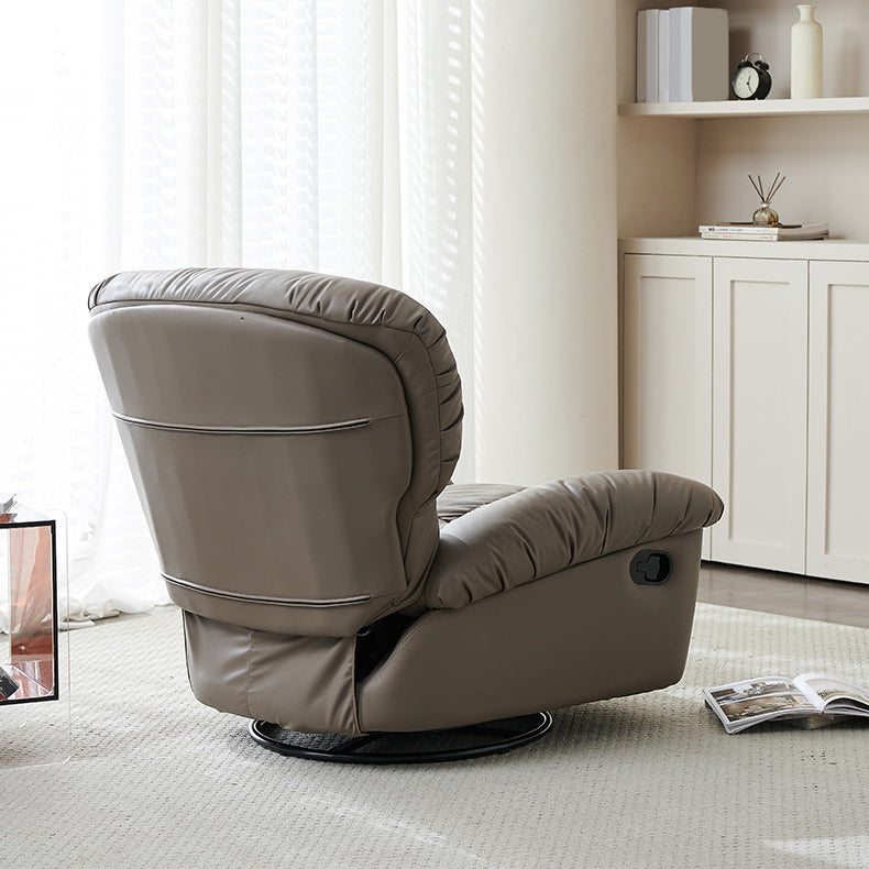 39.3"Wide Manual-Push Botton Recliner Genuine Leather Recliner Chair in Brown