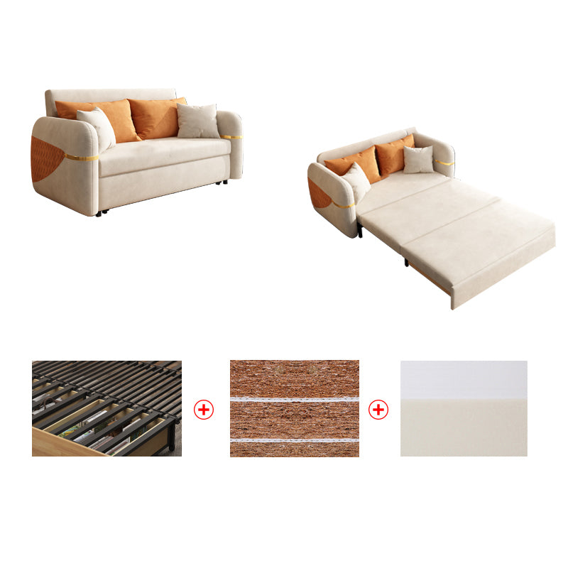 White Square Arms Sofa Futon Cushion Back Foldable Futon Sofa Bed