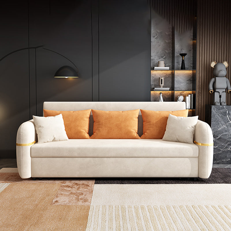 White Square Arms Sofa Futon Cushion Back Foldable Futon Sofa Bed