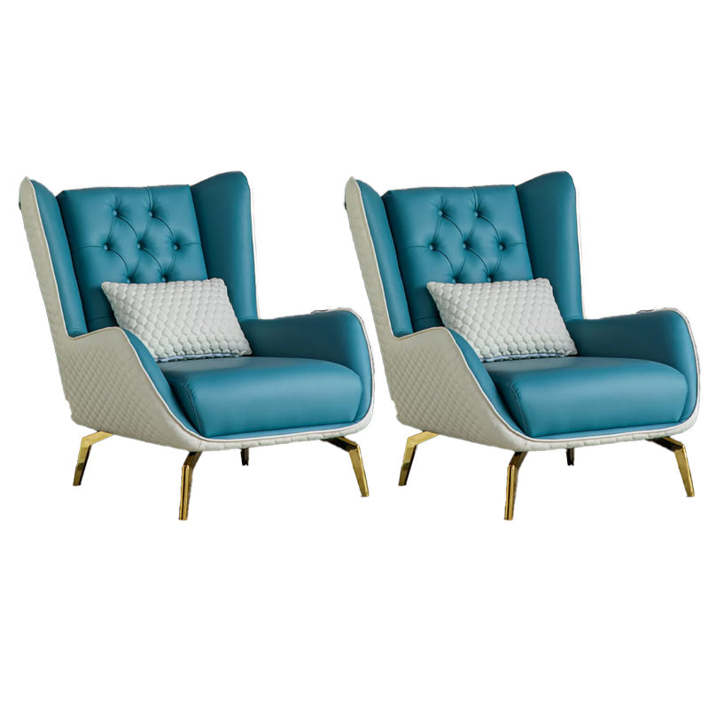 Glam Faux Leather Wingback Chair Tufted Back Basic Four Leg Chair