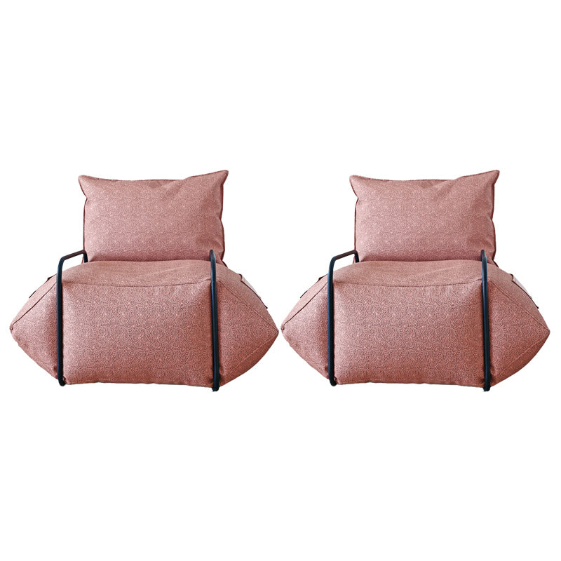 Contemporary Armchair Pillow Back Round Arms with Black Legs Leather Arm Chair