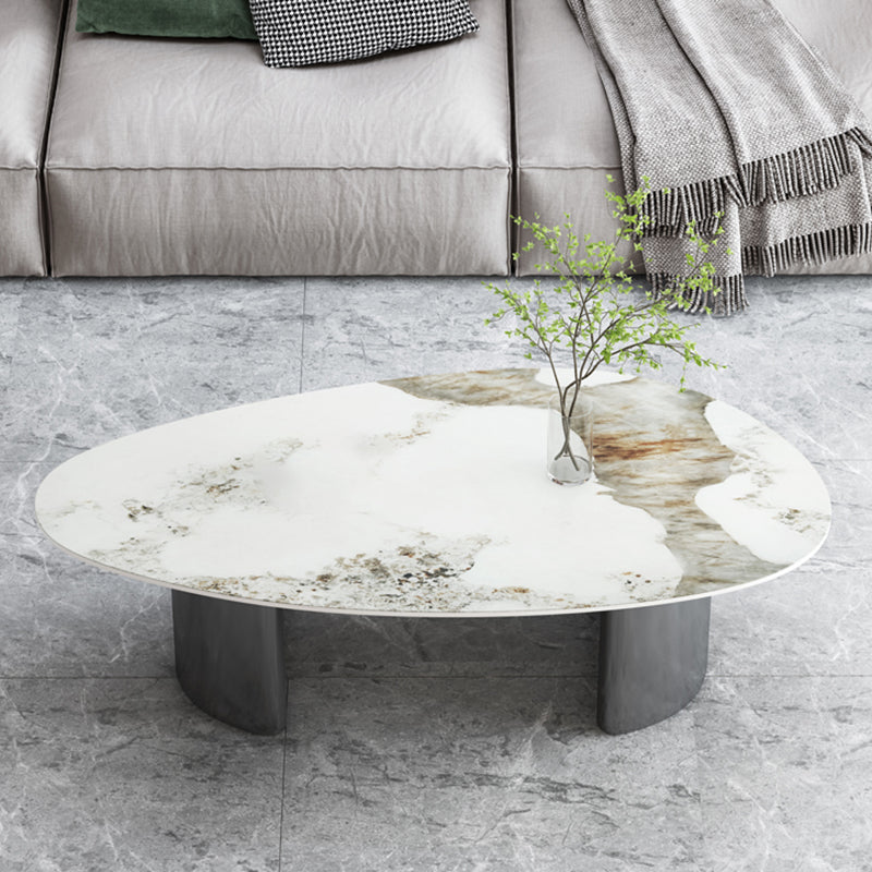 15"H Glam Coffee Table Slate Single White Coffee Cocktail Table