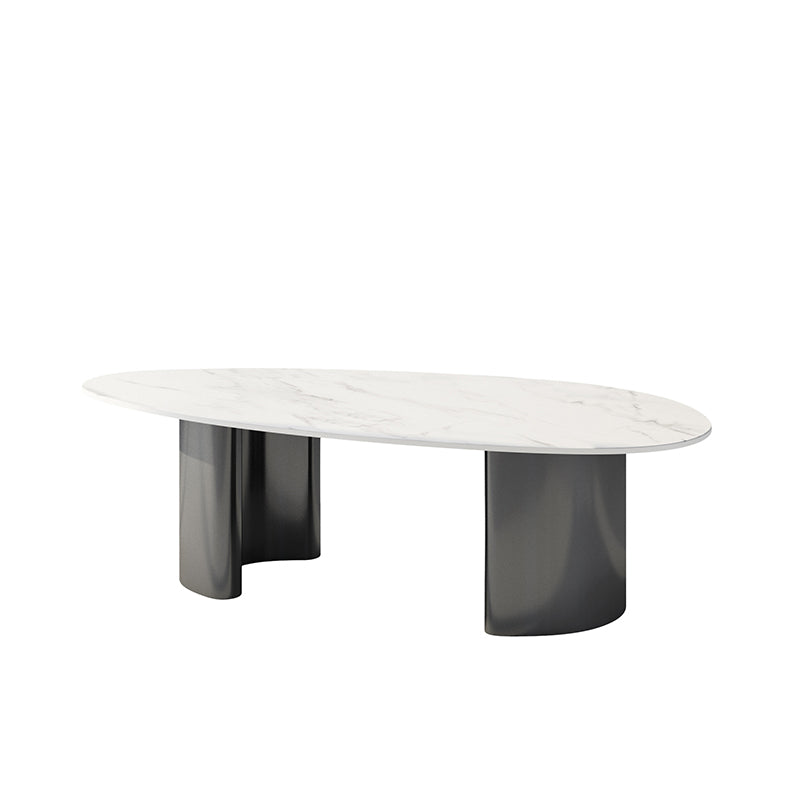 15"H Glam Coffee Table Slate Single White Coffee Cocktail Table