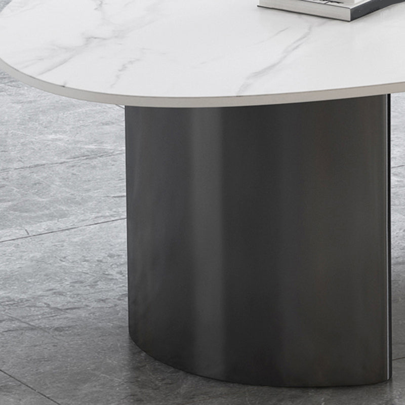 15"H Glam Coffee Table Slate Single White Coffee Cocktail Table