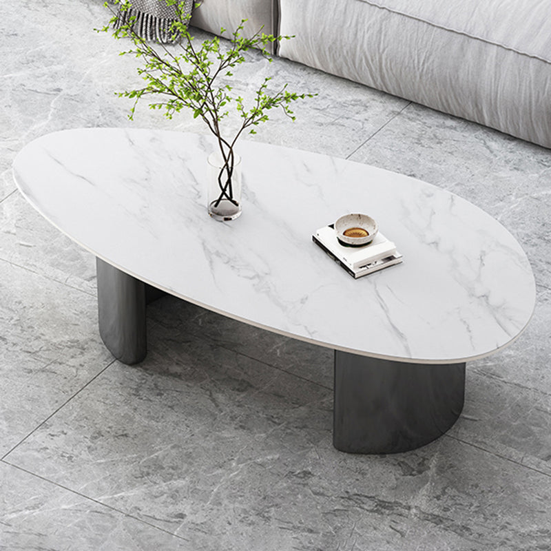 15"H Glam Coffee Table Slate Single White Coffee Cocktail Table