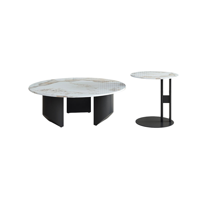 Modern Slate Coffee Table Round Coffee Table for Living Room