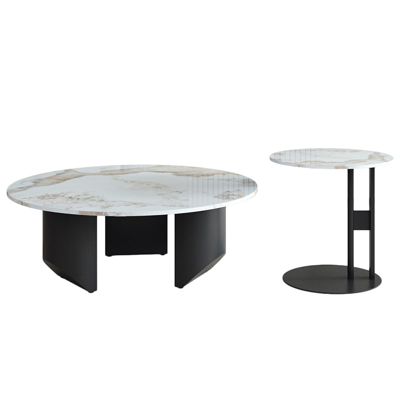 Modern Slate Coffee Table Round Coffee Table for Living Room