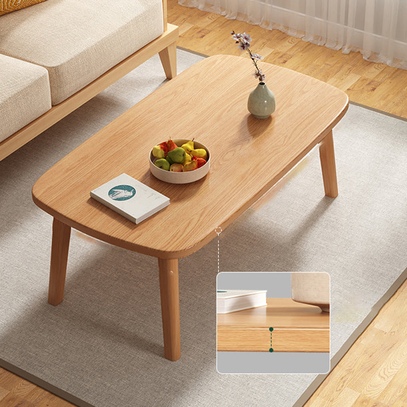 Modern Solid Wood Rectangular Coffee Table 4 Legs Folding Cocktail Table