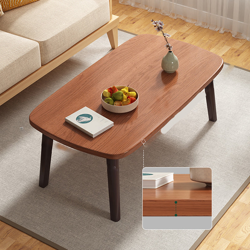 Modern Solid Wood Rectangular Coffee Table 4 Legs Folding Cocktail Table