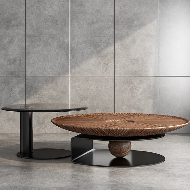 Contemporary Coffee Table Solid Wood Round Pedestal Coffee Cocktail Table