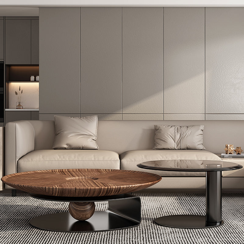 Contemporary Coffee Table Solid Wood Round Pedestal Coffee Cocktail Table