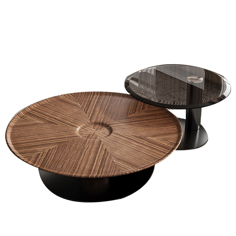Contemporary Coffee Table Solid Wood Round Pedestal Coffee Cocktail Table