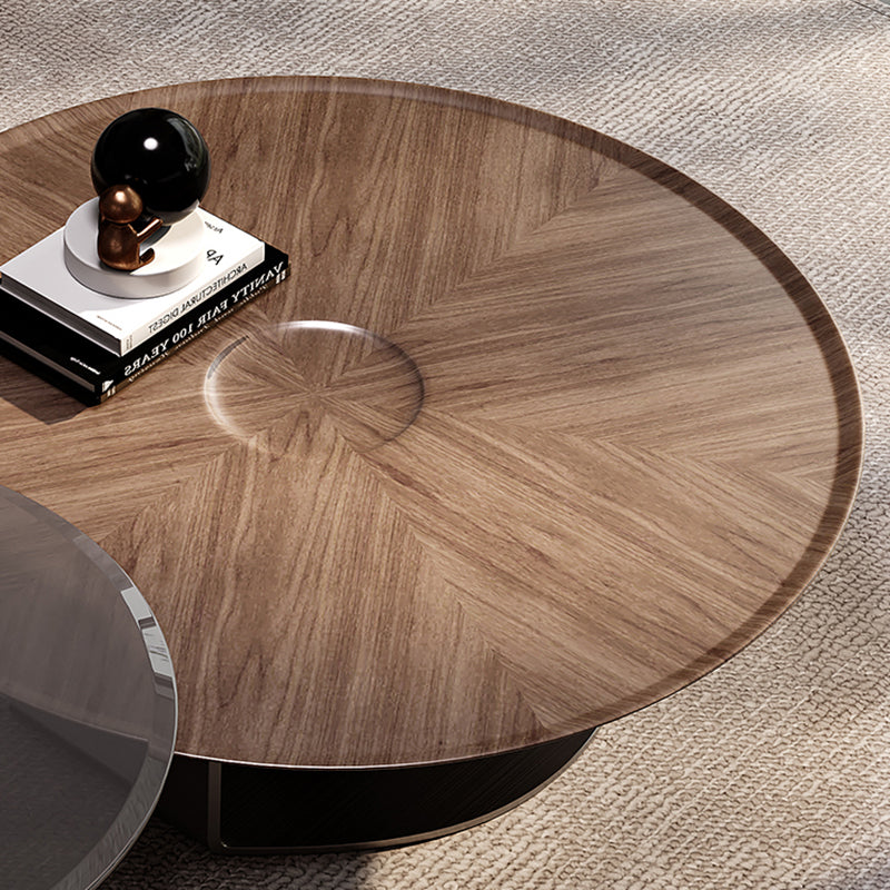 Contemporary Coffee Table Solid Wood Round Pedestal Coffee Cocktail Table