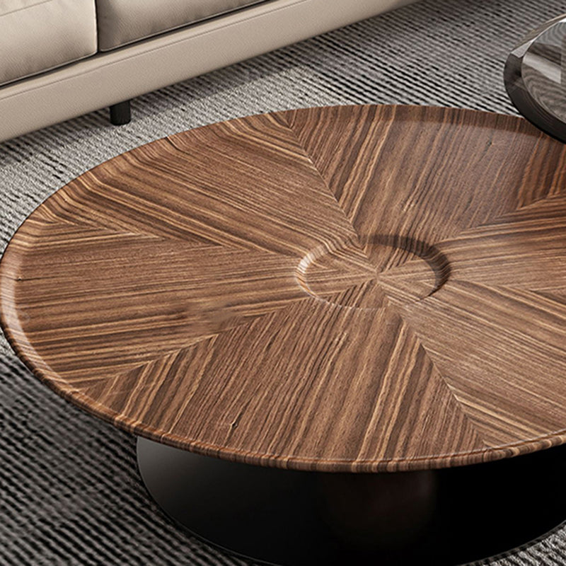 Contemporary Coffee Table Solid Wood Round Pedestal Coffee Cocktail Table