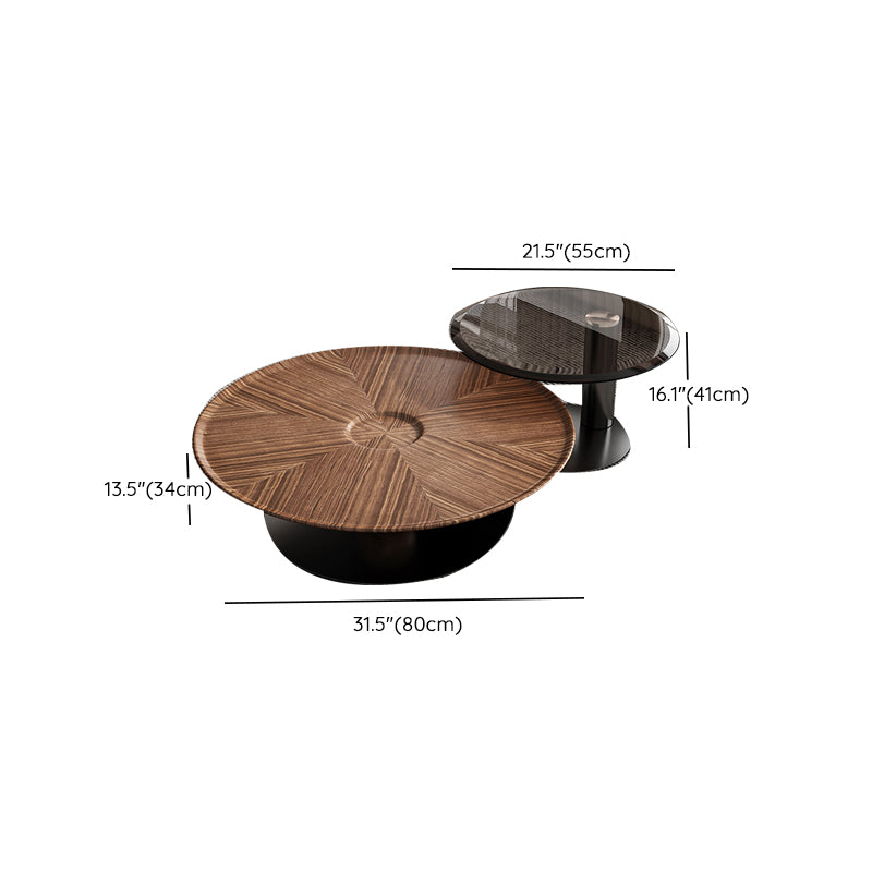 Contemporary Coffee Table Solid Wood Round Pedestal Coffee Cocktail Table