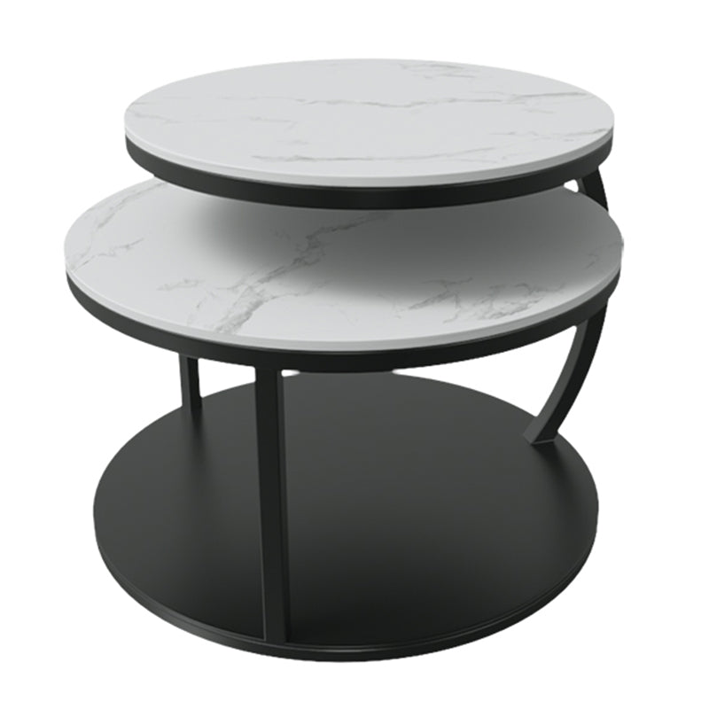 Glam Slate Coffee Table No Distressing Round Cocktail Table for Bedroom
