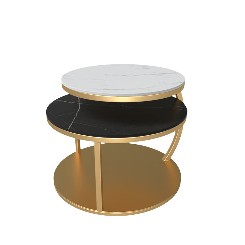 Glam Slate Coffee Table No Distressing Round Cocktail Table for Bedroom