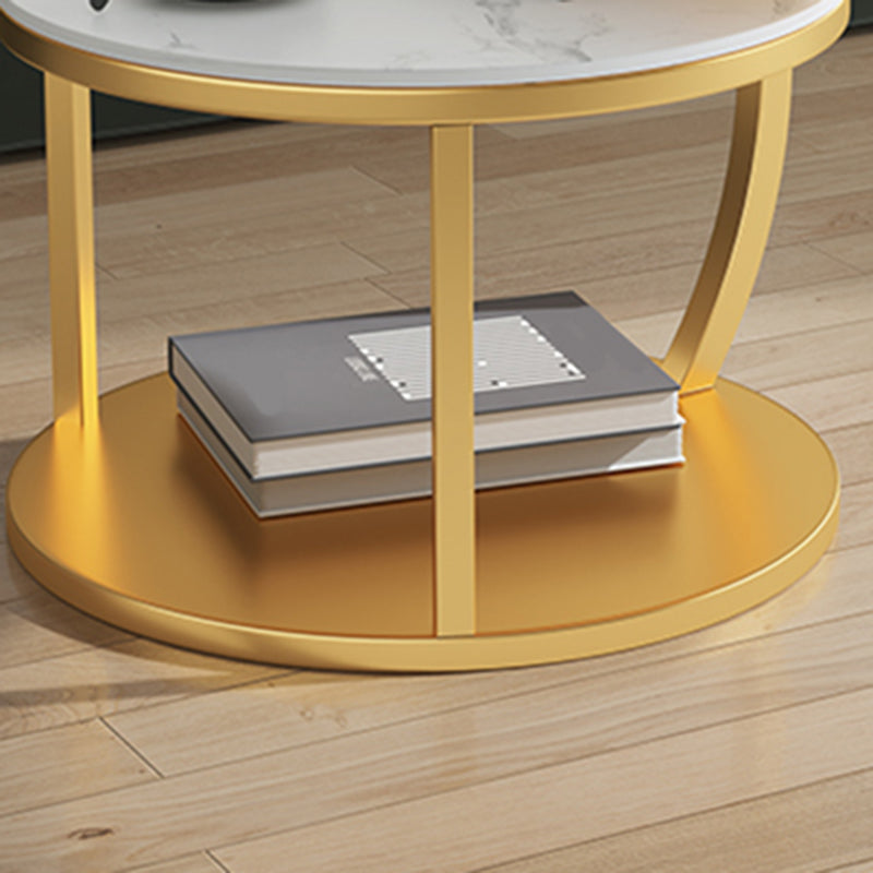 Glam Slate Coffee Table No Distressing Round Cocktail Table for Bedroom