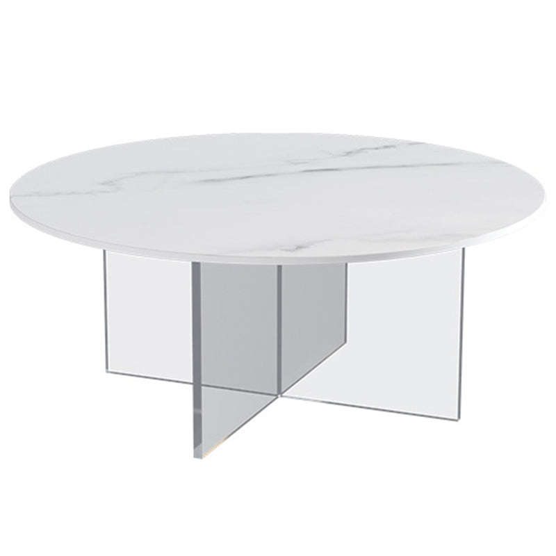 Slate and Acrylic Cocktail Table Modern White Round Coffee Table