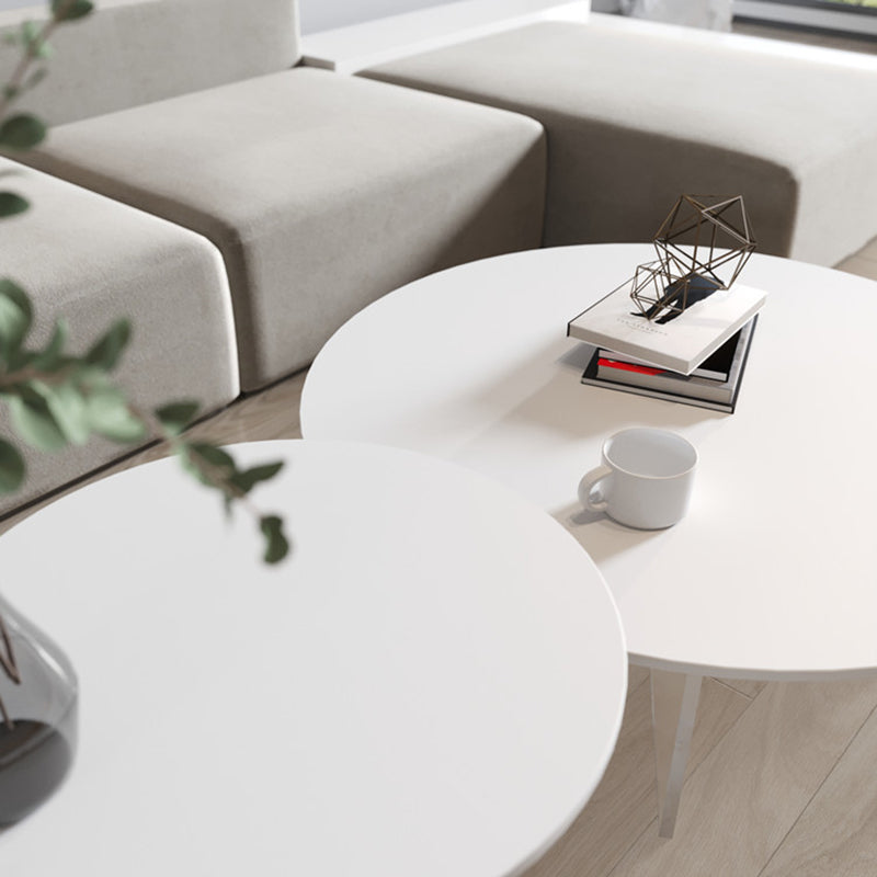 Slate and Acrylic Cocktail Table Modern White Round Coffee Table