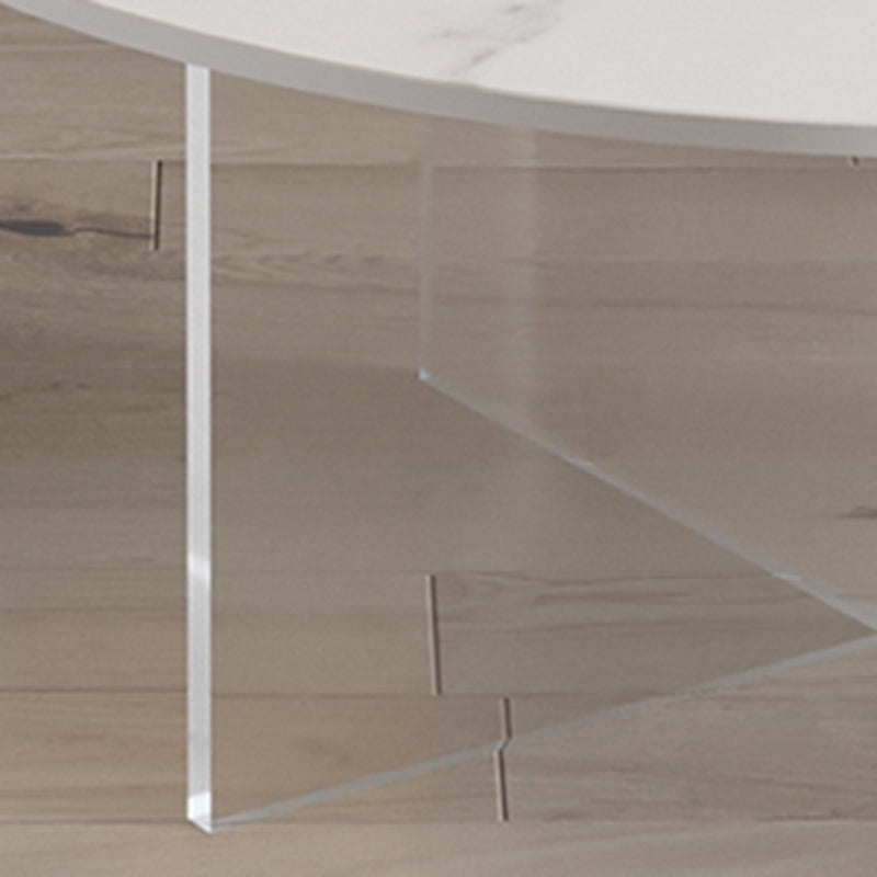 Slate and Acrylic Cocktail Table Modern White Round Coffee Table