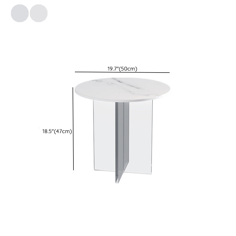Slate and Acrylic Cocktail Table Modern White Round Coffee Table