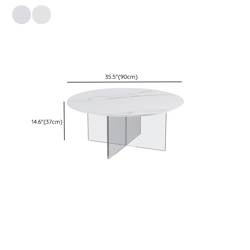Slate and Acrylic Cocktail Table Modern White Round Coffee Table