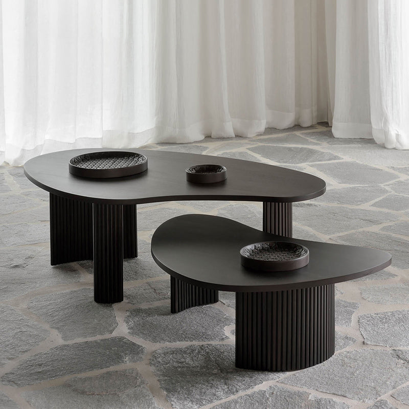 Solid Wood Coffee Table Black 3 Legs Coffee Table for Living Room
