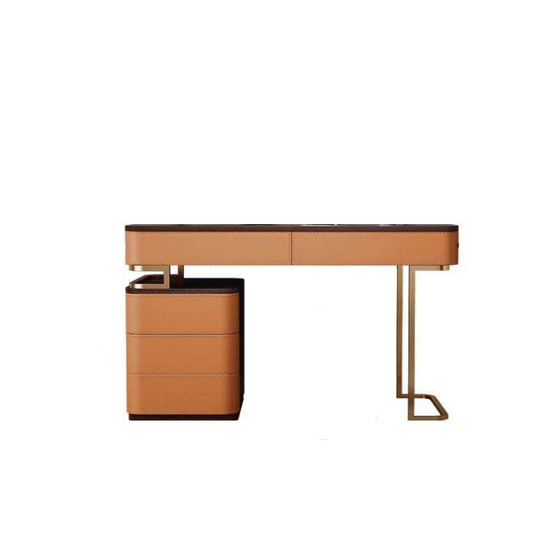 Glam 5-drawer Wooden Vanity Table 17.72" H Dressing Table with Gold Base