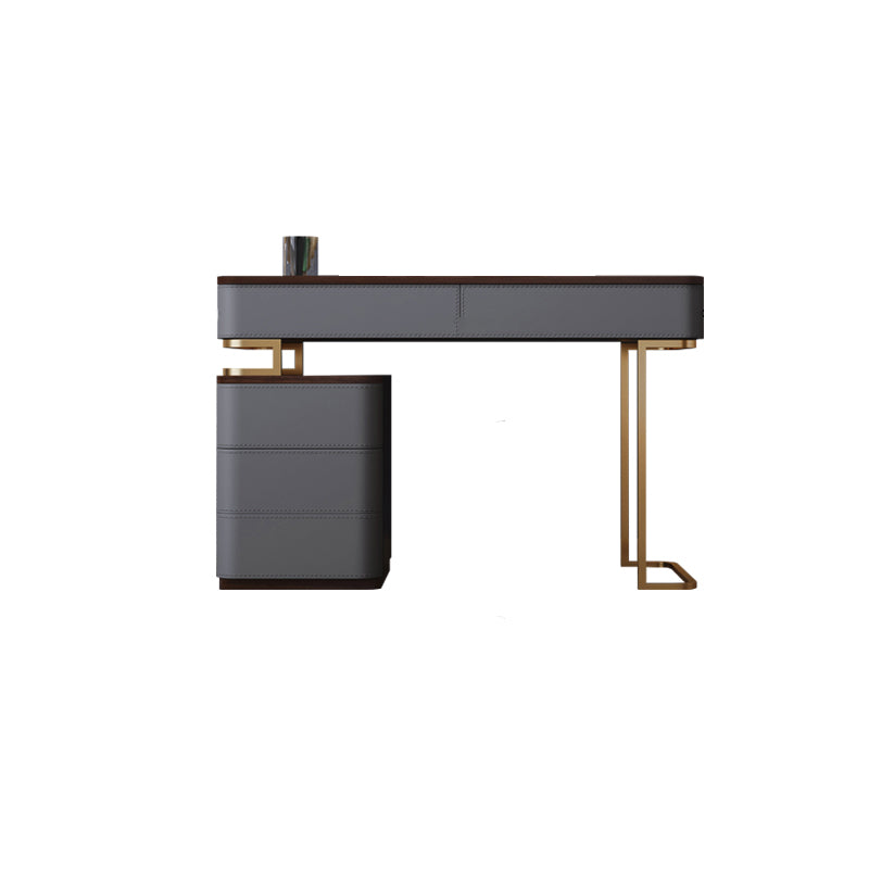 Glam 5-drawer Wooden Vanity Table 17.72" H Dressing Table with Gold Base