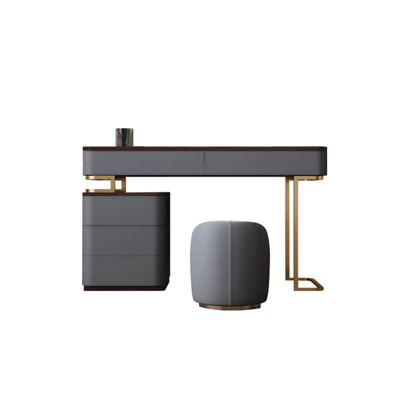 Glam 5-drawer Wooden Vanity Table 17.72" H Dressing Table with Gold Base