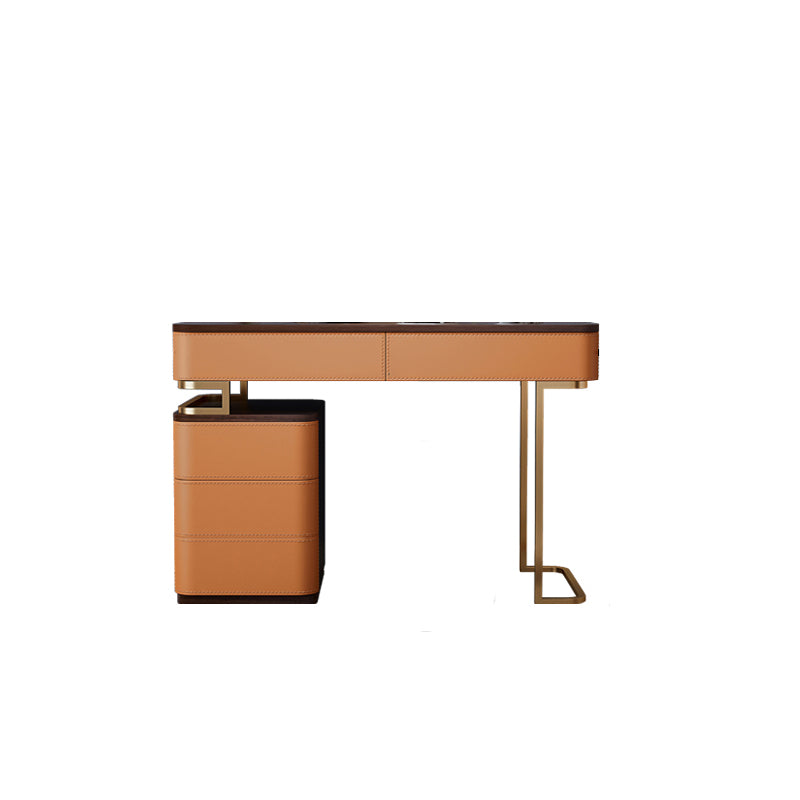 Glam 5-drawer Wooden Vanity Table 17.72" H Dressing Table with Gold Base