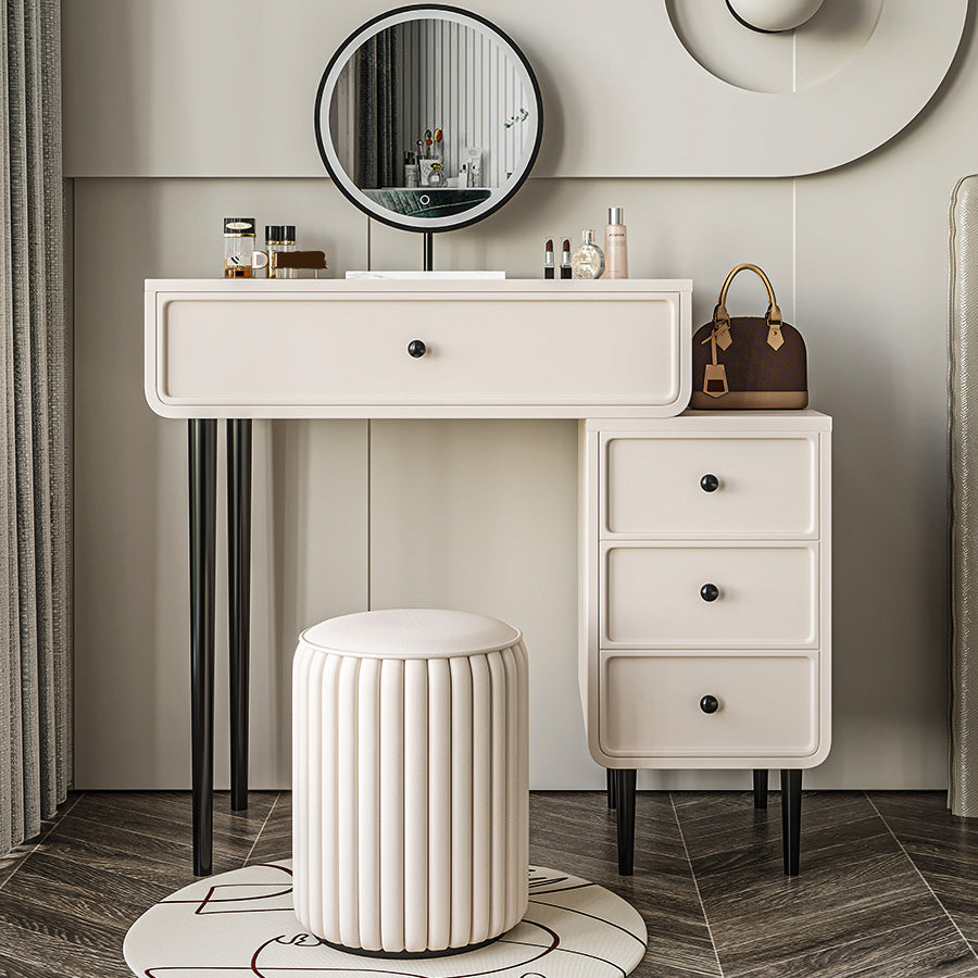 Contemporary White Solid Wood Table Makeup Vanity with Drawers