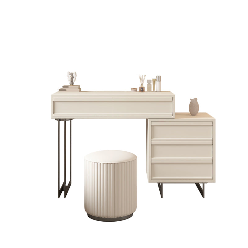 Contemporary Vanity Dressing Table in Beige with 2/5 Drawers