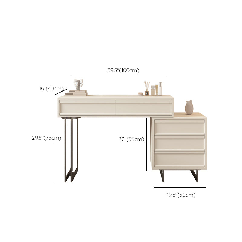 Contemporary Vanity Dressing Table in Beige with 2/5 Drawers