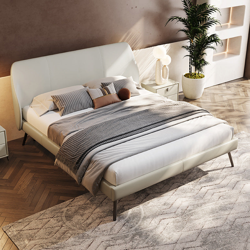 Pine Wood and Beech Slat Bed Foam Panel Modern Standard Bed Upholstered Headboard