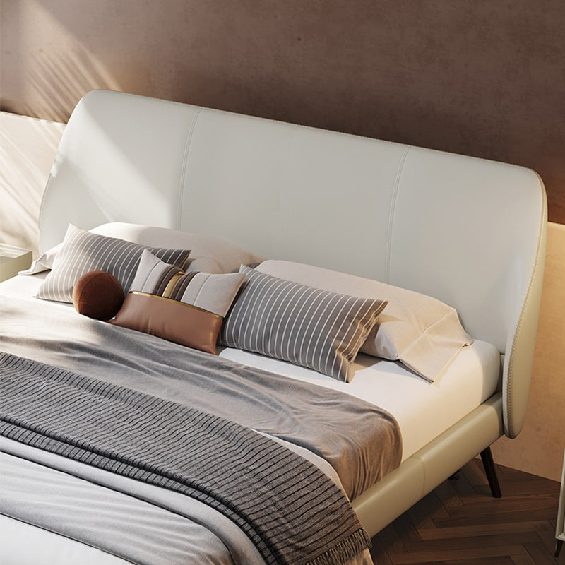 Pine Wood and Beech Slat Bed Foam Panel Modern Standard Bed Upholstered Headboard