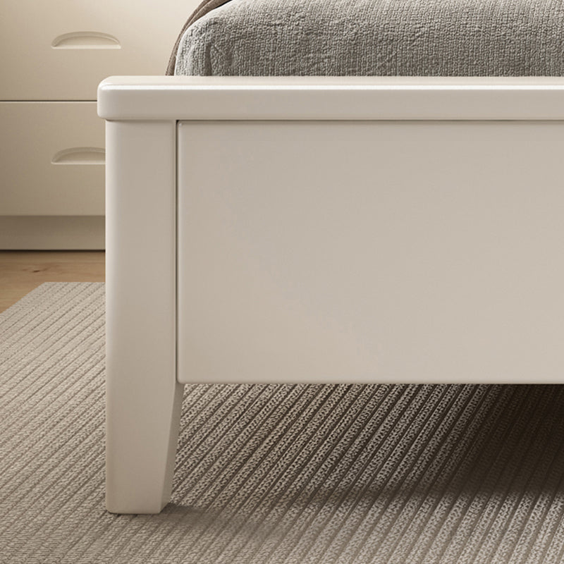 No Distressing Panel Standard Bed Solid Color Panel Bed with Upholstered Headboard