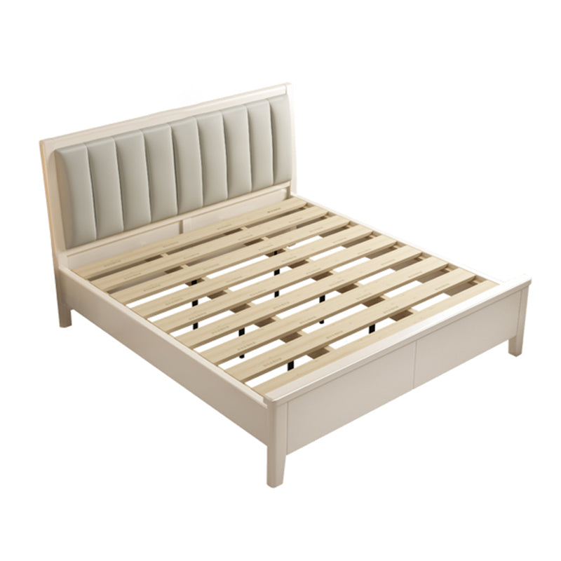 No Distressing Panel Standard Bed Solid Color Panel Bed with Upholstered Headboard