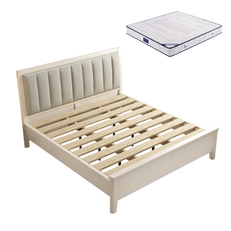 No Distressing Panel Standard Bed Solid Color Panel Bed with Upholstered Headboard