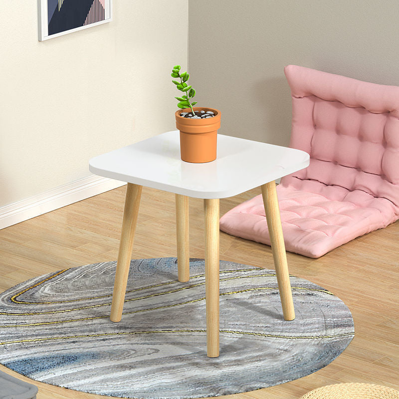 Modern Wood Side Table Bedroom No Distressing End Table with 4 Legs