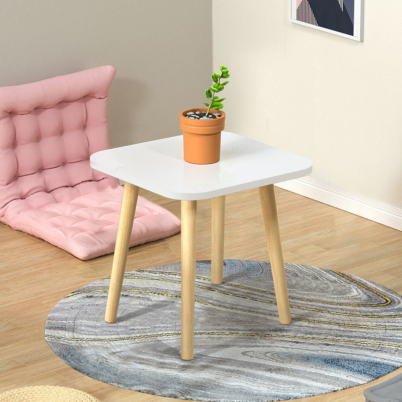 Modern Wood Side Table Bedroom No Distressing End Table with 4 Legs