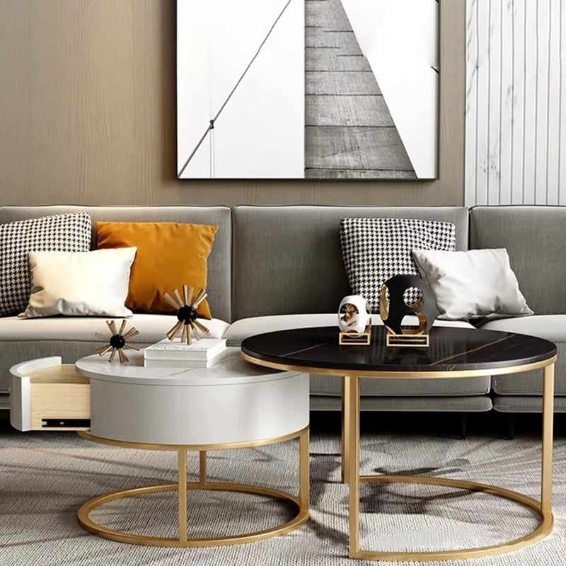 Glam Frame Side Table No Distressing Faux Marble End Table for Bedroom