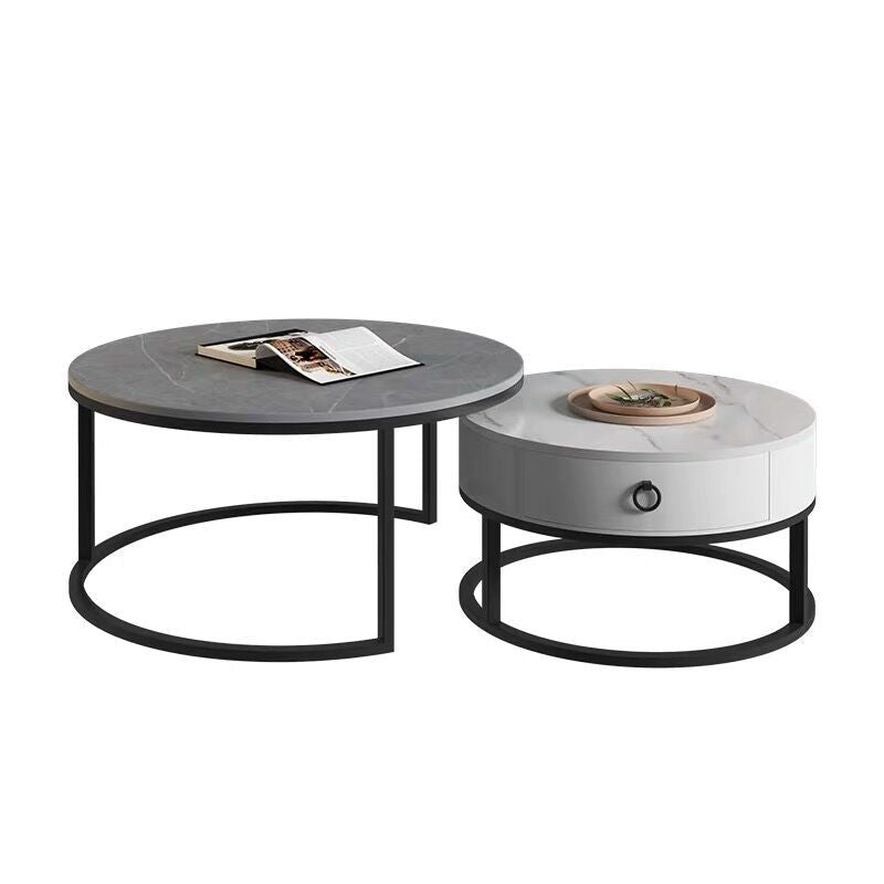 Glam Frame Side Table No Distressing Faux Marble End Table for Bedroom