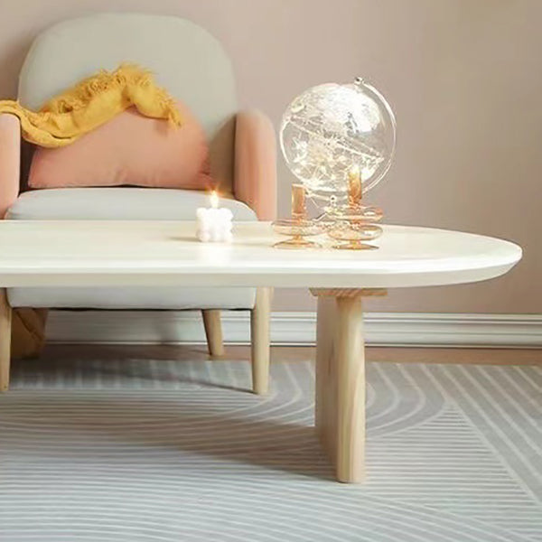 Solid Wood Oval Side Table Modern Living Room End Table with 2 Legs