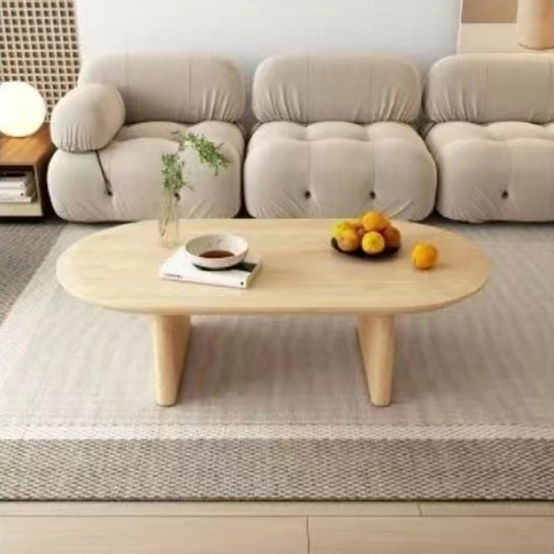 Solid Wood Oval Side Table Modern Living Room End Table with 2 Legs