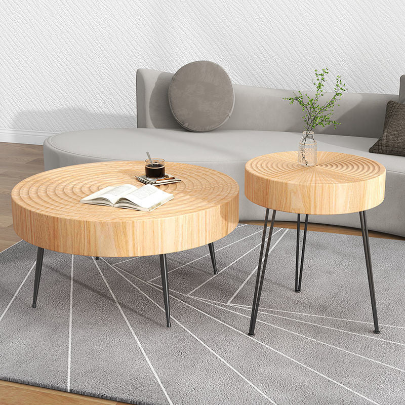Contemporary Cocktail Table Round Solid Wood Coffee Cocktail Table