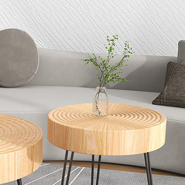 Contemporary Cocktail Table Round Solid Wood Coffee Cocktail Table
