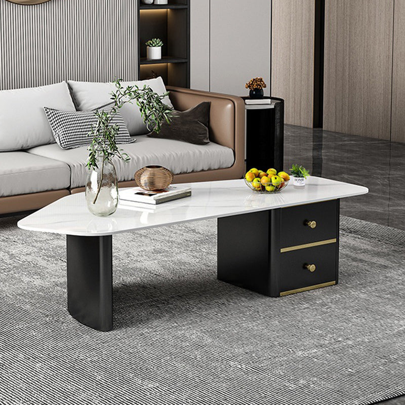 Contemporary Slate Geometric Coffee Table Standard 1 Coffee Table with Storage